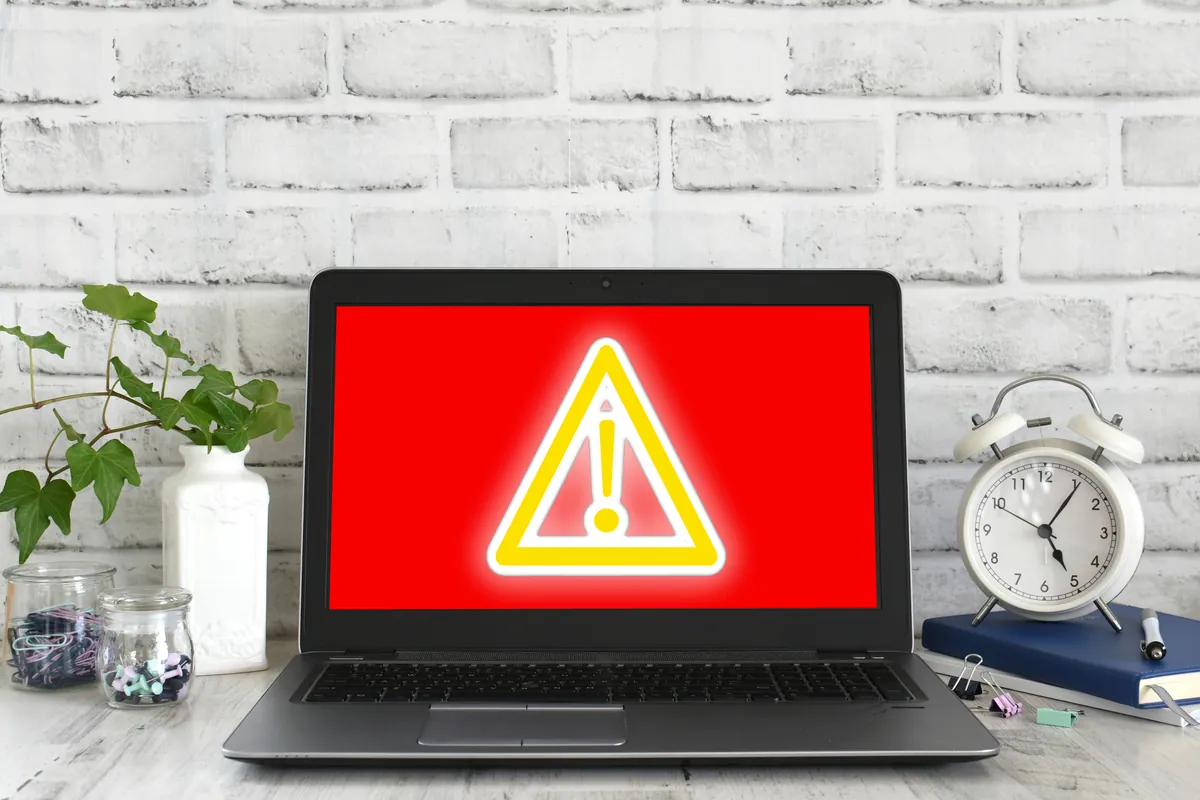 Computer displaying an error screen