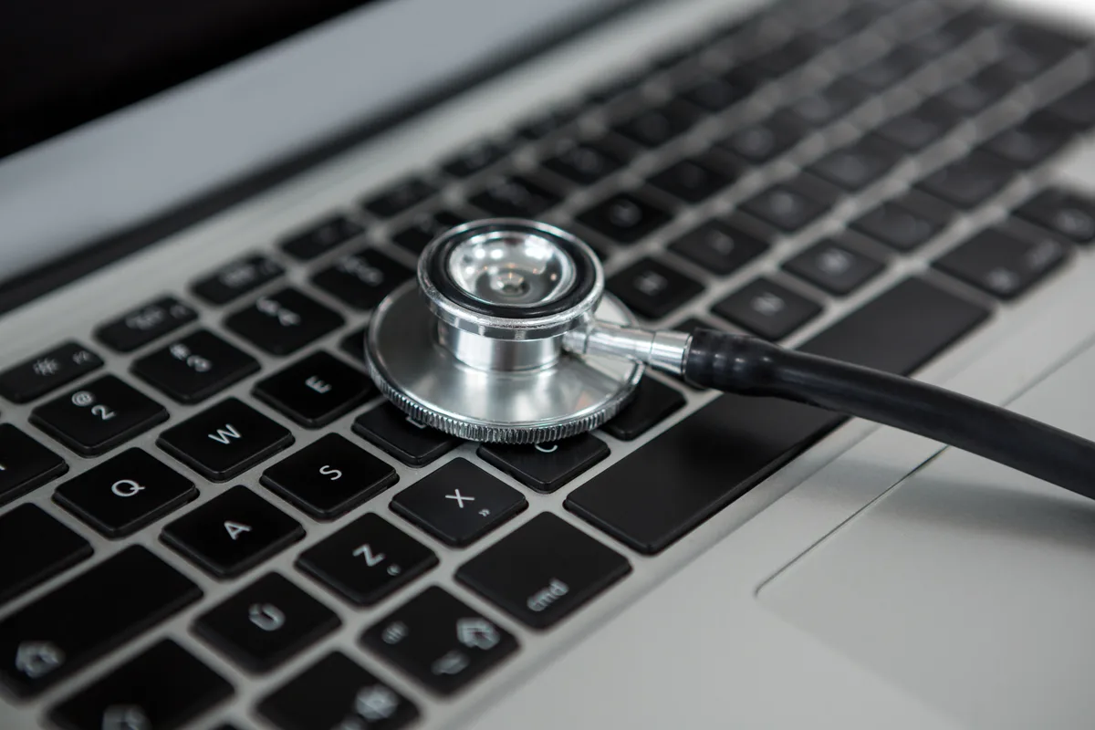 PC health check being performed with diagnostic software on a laptop
