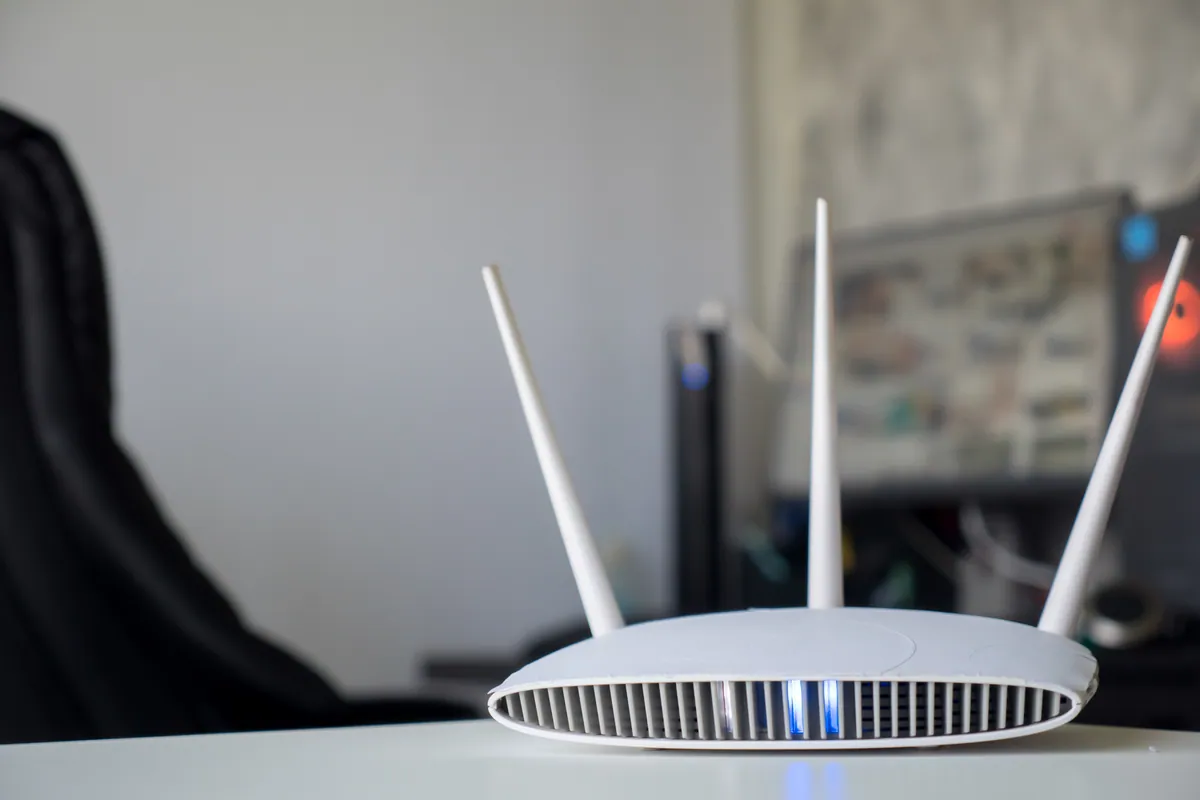 A home wireless router on a table